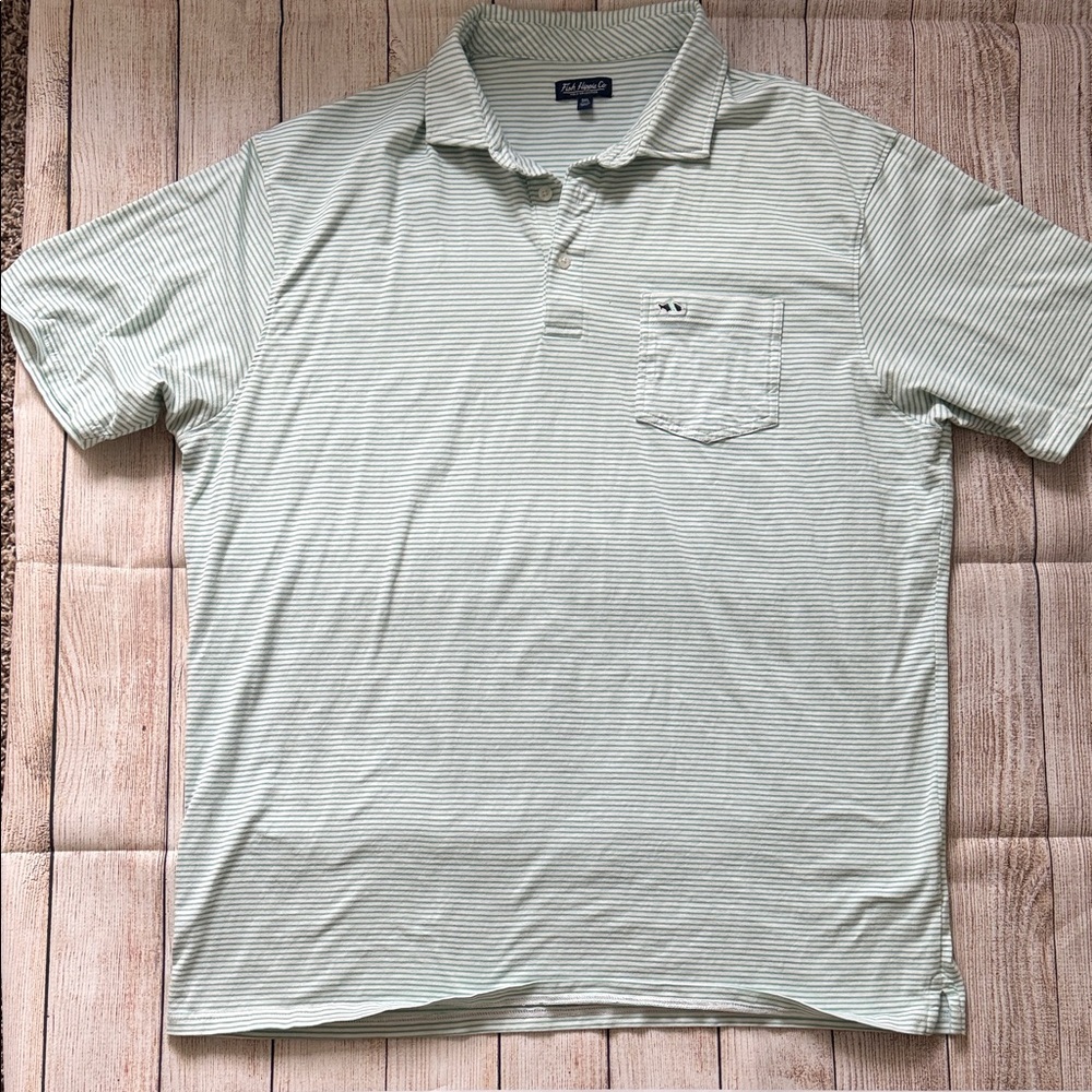 Gently Worn Fish Hippie Light Green Striped Polo Shirt